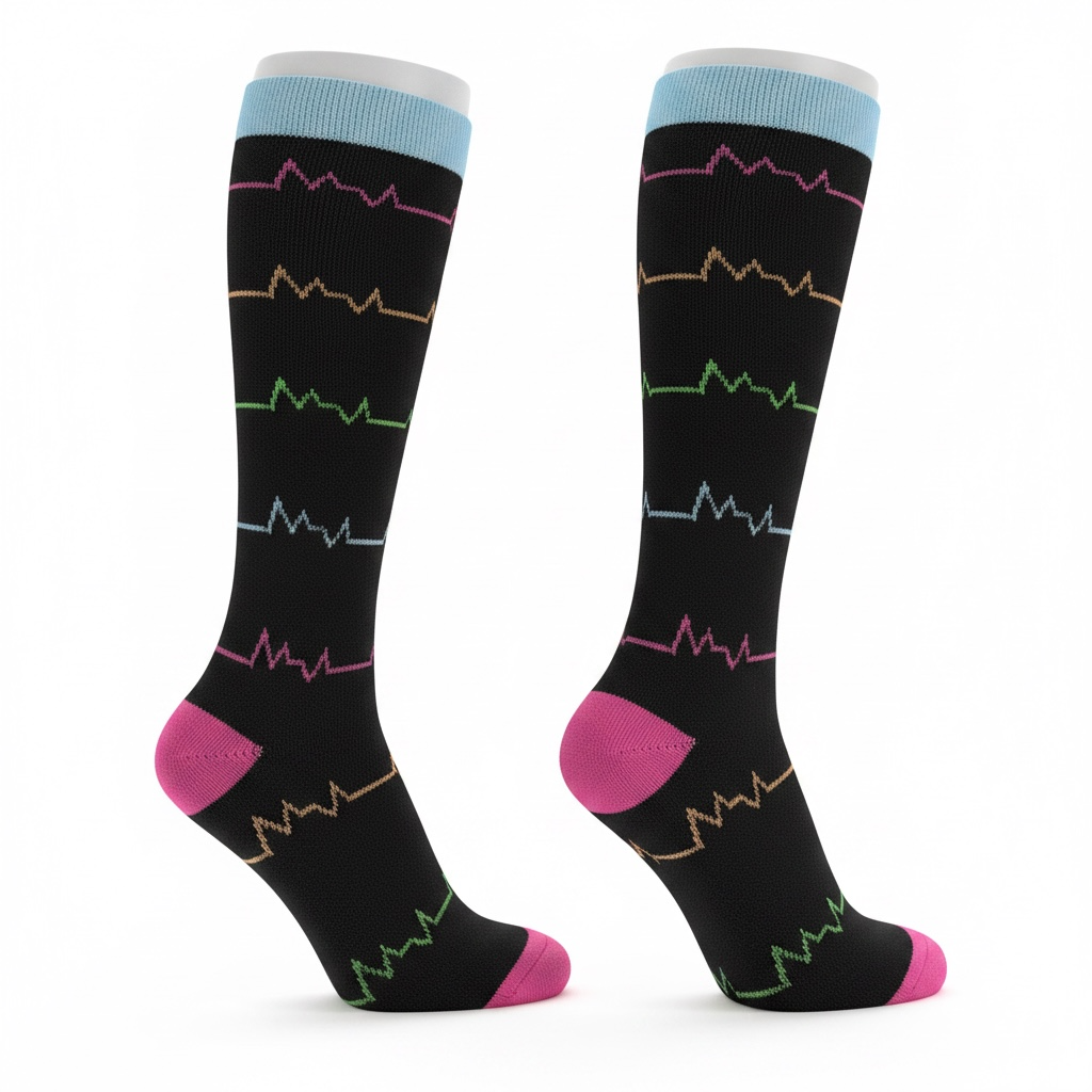 Medias de compresión - EKG colores pastel