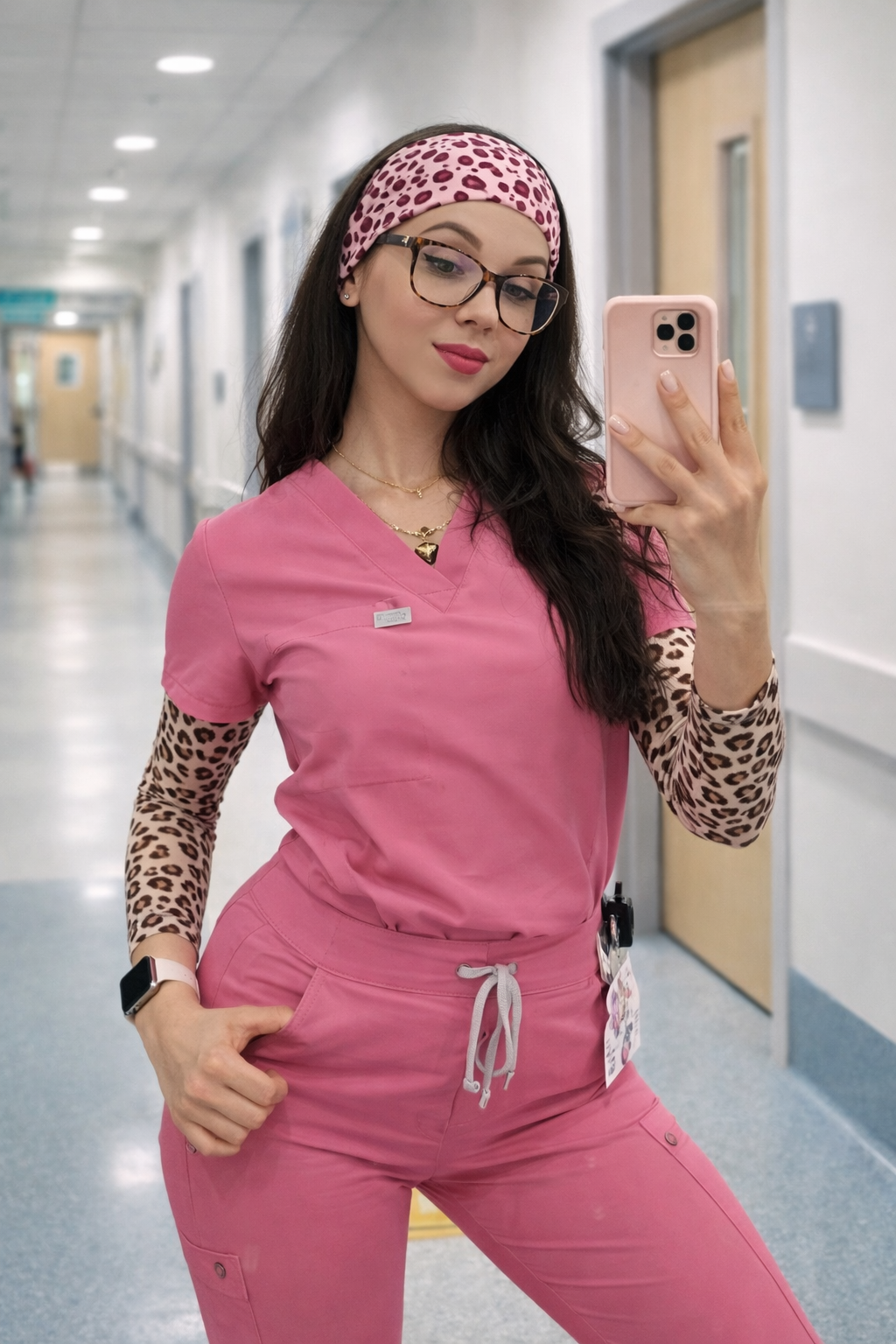 Headband animal print rosa