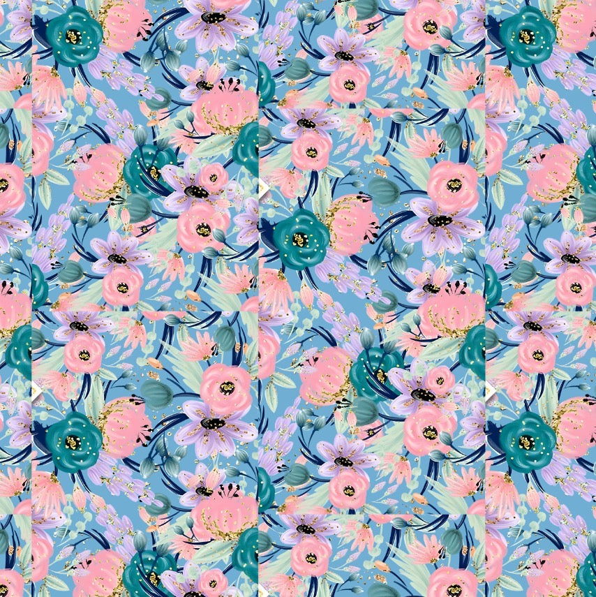 Bandana flores acuarela pastel