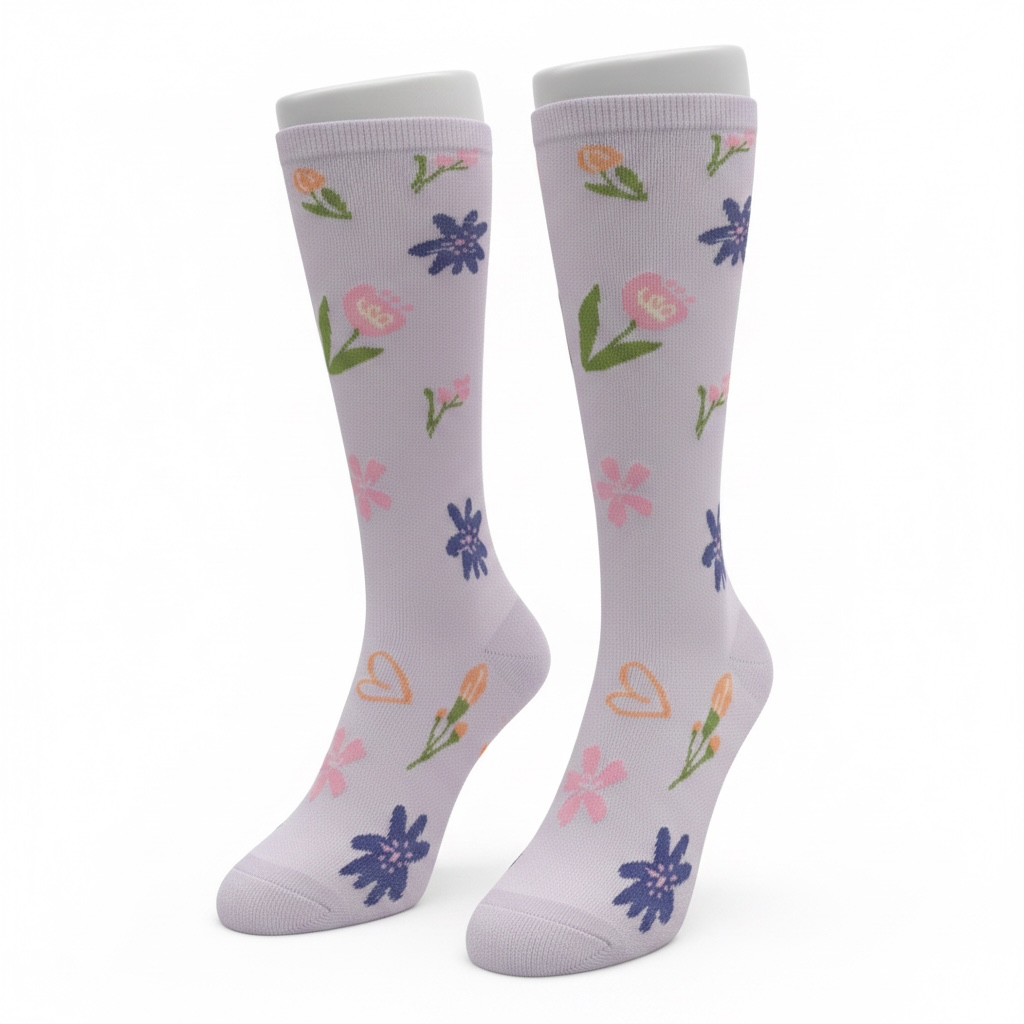 Medias de compresión - flores   lila 💜