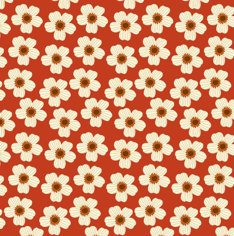 Bandana flores fondo rojo