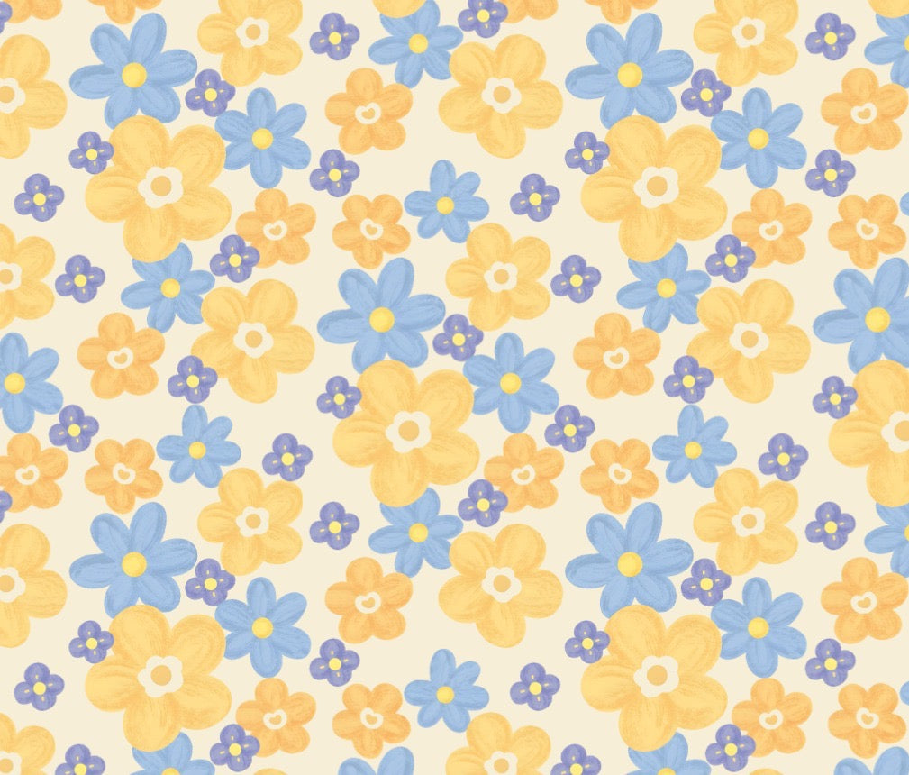 Bandana flores amarillas y azules