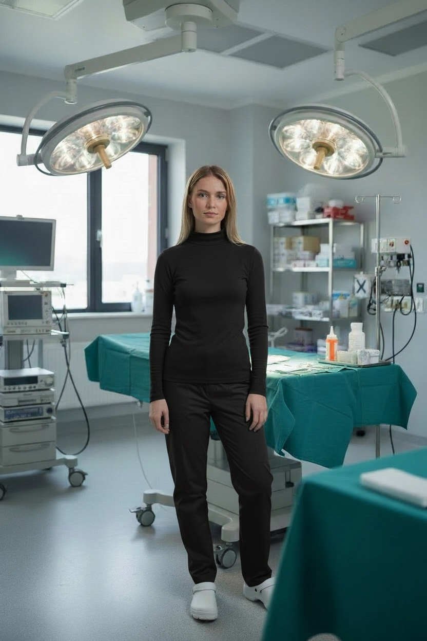 Blusa cuello alto, afelpada por dentro, para abajo del quirúrgico - UNITALLA