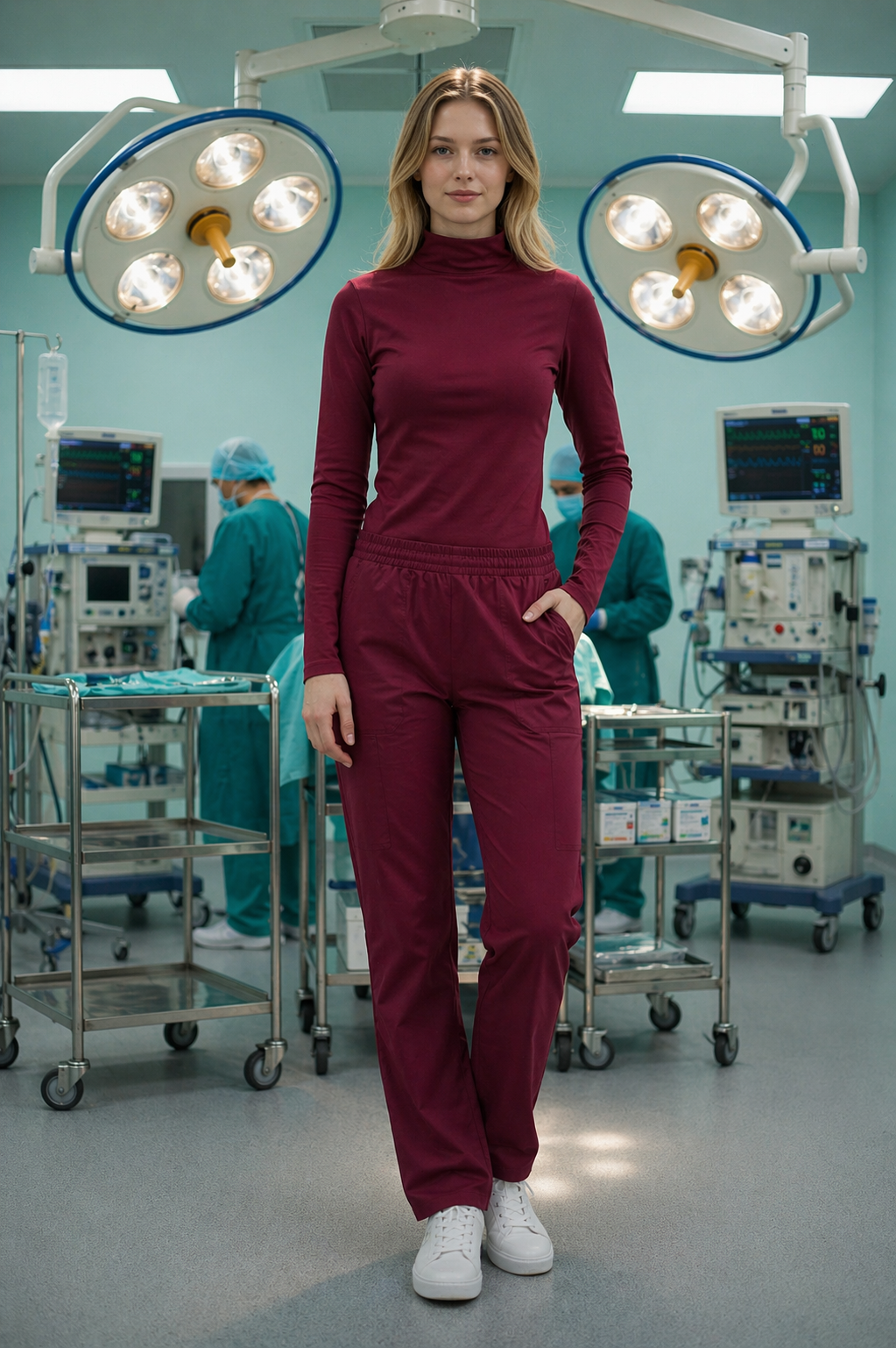 Blusa para abajo del quirúrgico- tinto