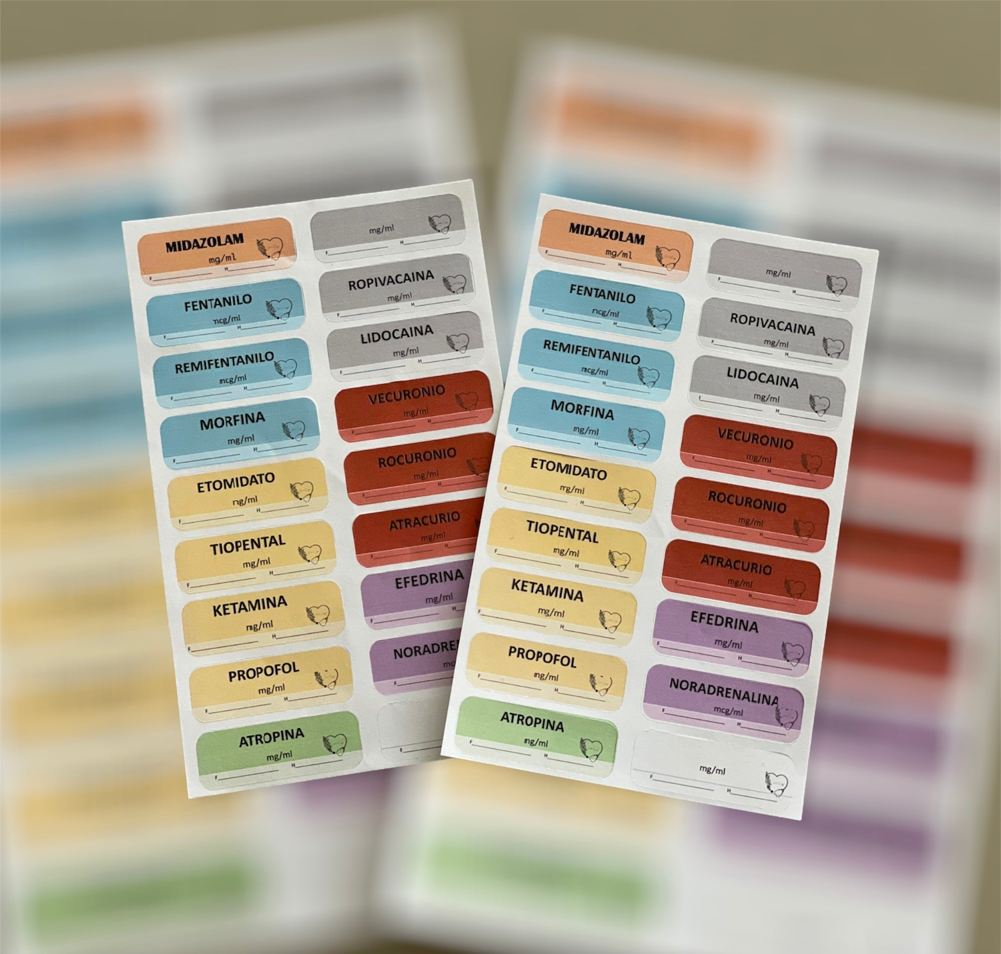 Etiquetas para fármacos anestésicos