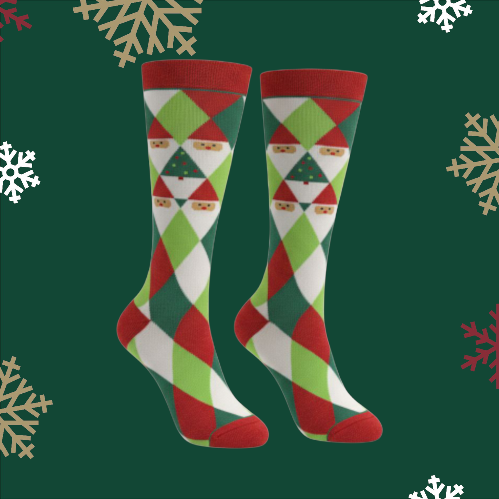 Medias de compresión Santa Claus rombos  🧑🏻‍🎄