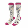 Medias de compresión - beige con fucsia y flores