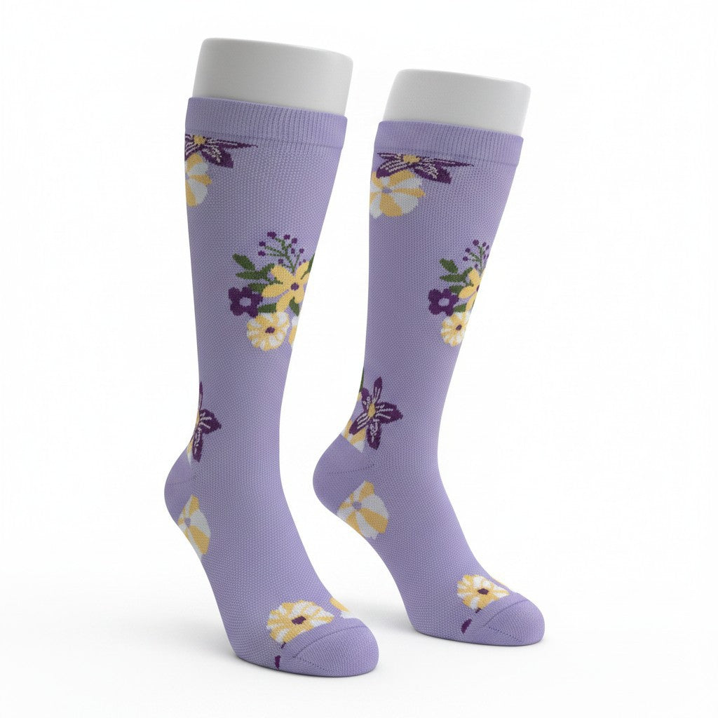 Medias de compresión - flores   lila 💜