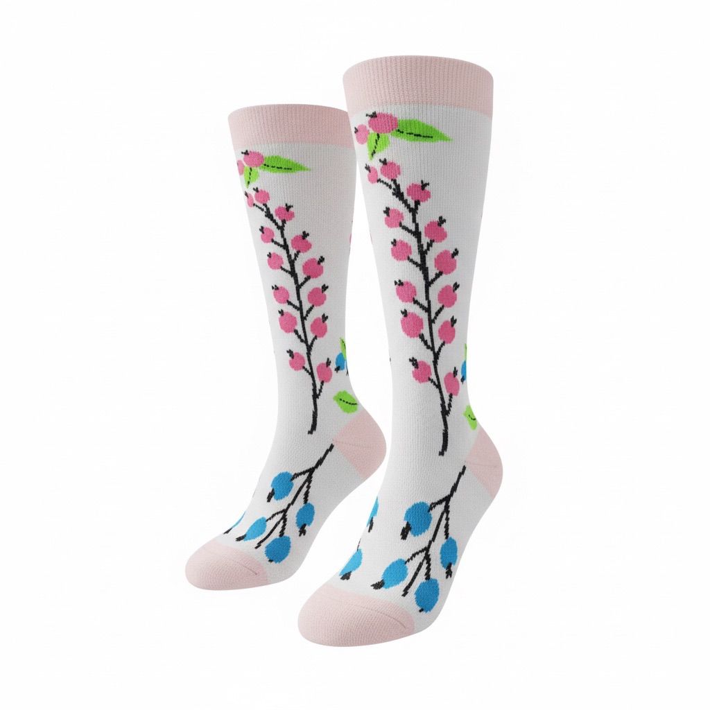 Medias de compresión - beige con detalles florales