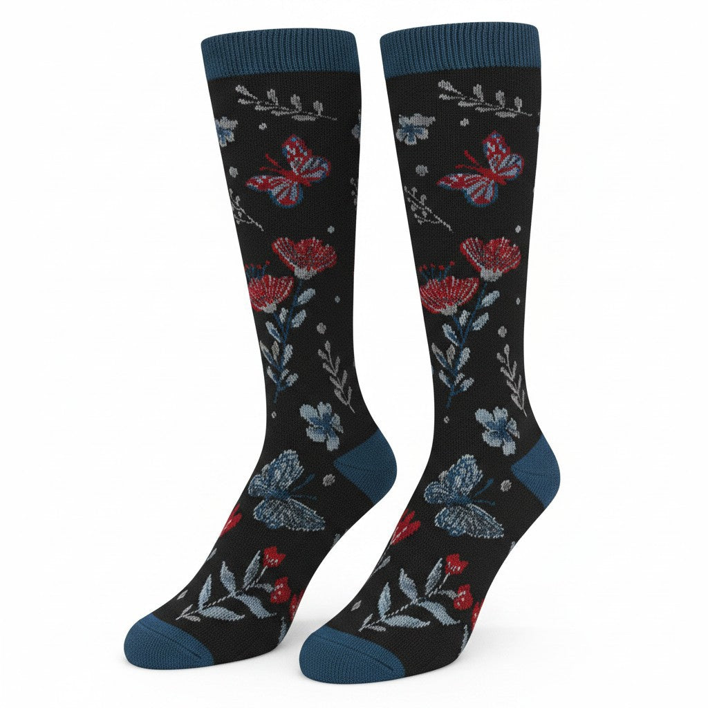 Medias de compresión - negro/azul mariposa 🦋
