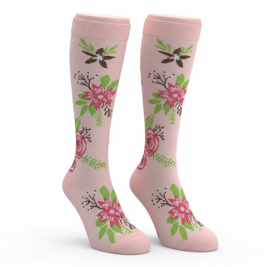 Medias de compresión - salmón con flores 🌺